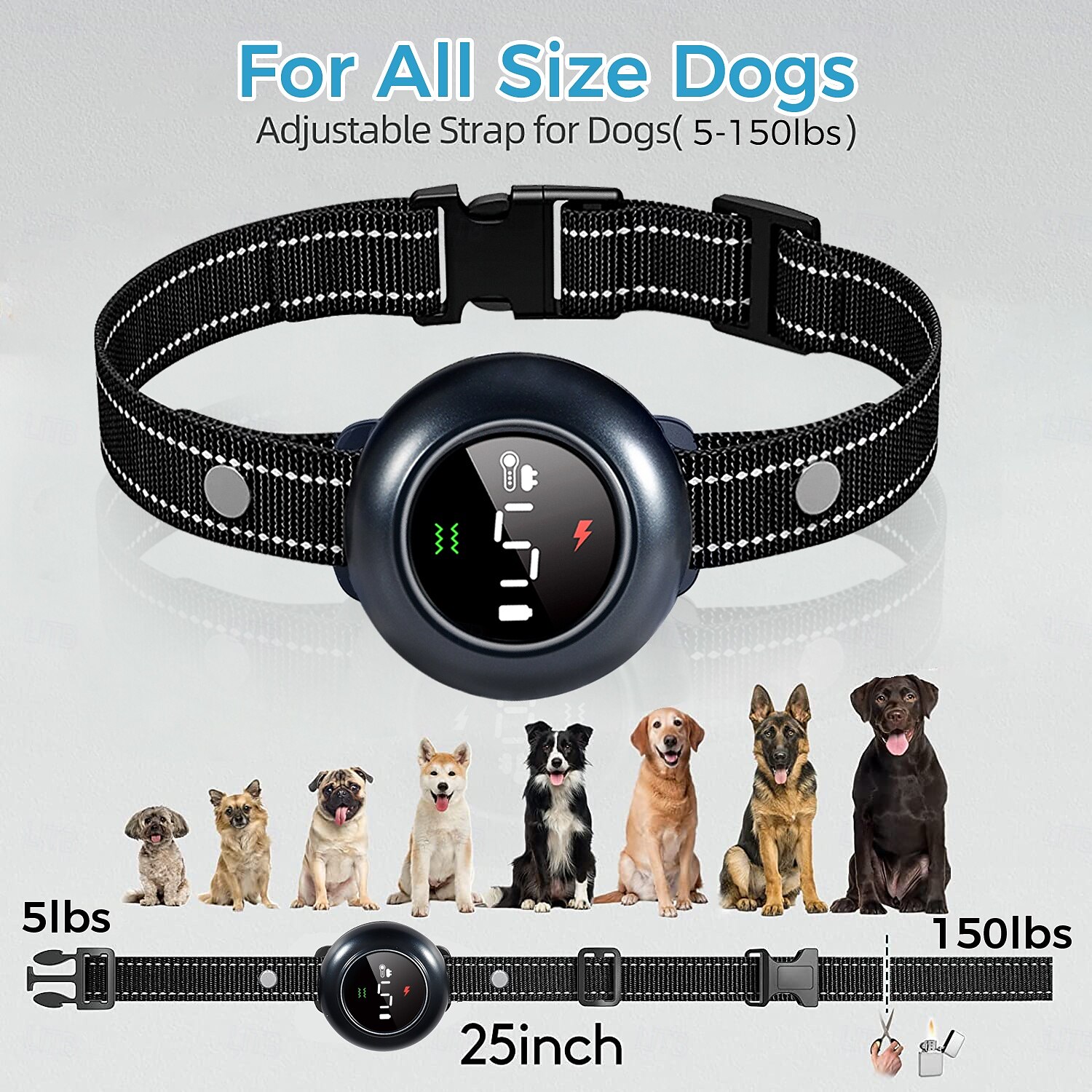 Collare di addestramento per cani 2 in 1 con telecomando, antiabbaio automatico, collare antiabbaio intelligente, collare antiabbaio automatico, collare elettronico ricaricabile impermeabile IP67. del 2025 a $76.99 –P10