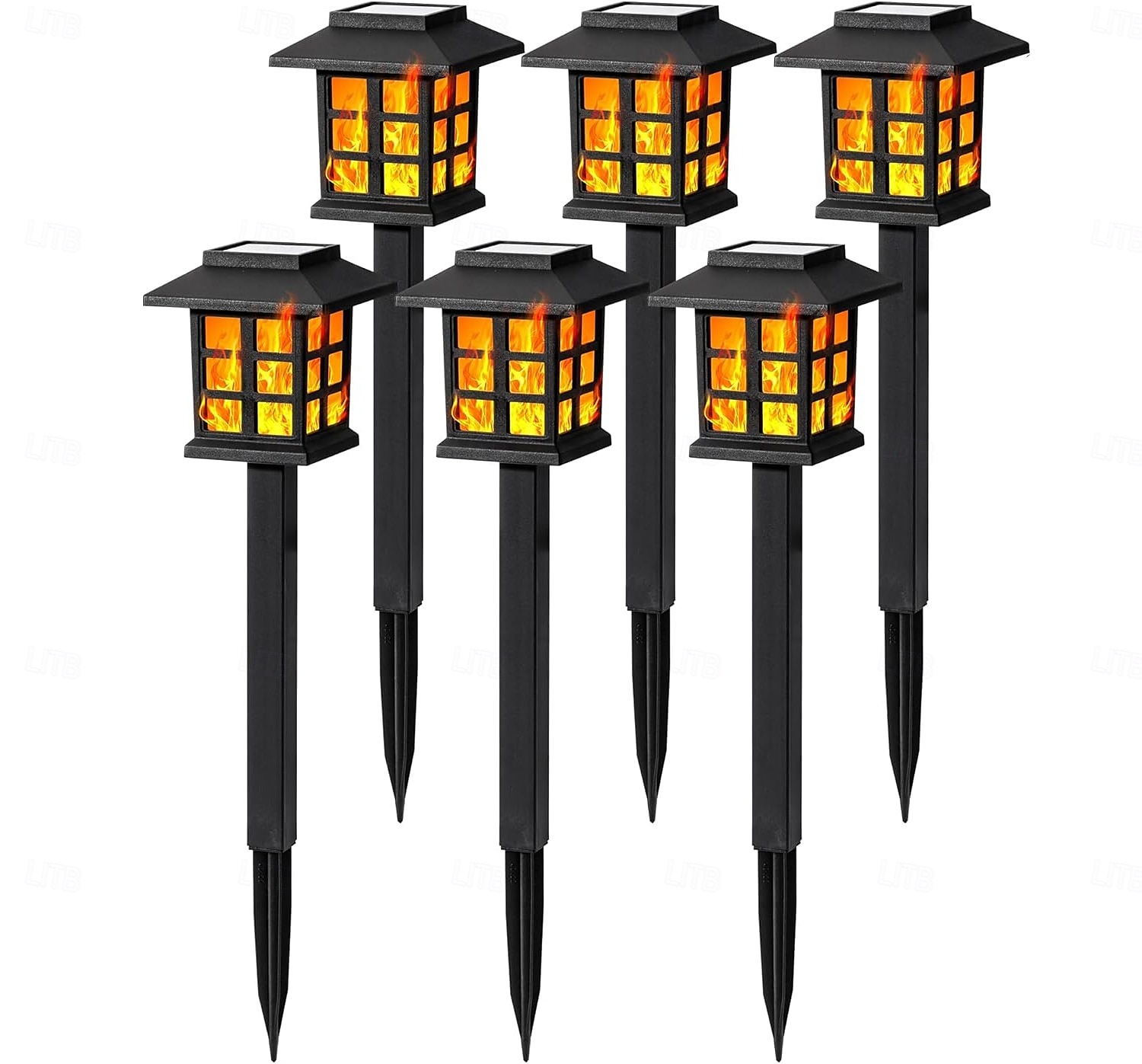6 Stück Solar-Außenleuchte, wasserdicht, kleines Haus, blinkende Flamme, Bodenstecker, Licht für Innenhof, Garten, Weg, Rasen, Terrasse, Halloween, Weihnachtsfest, Atmosphäre, dekoratives Licht, 2025 - $24.99 –P10