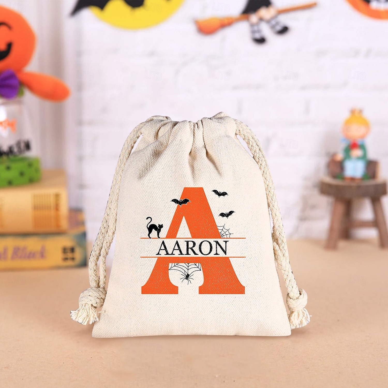 Personalized Halloween Treat Bag for Kids Custom Initial & Name Candy Tote Bag Basket for Trick or Treat, Durable Canvas Gift Sack for Candy & Small Toys 2025 - $11.99 –P2