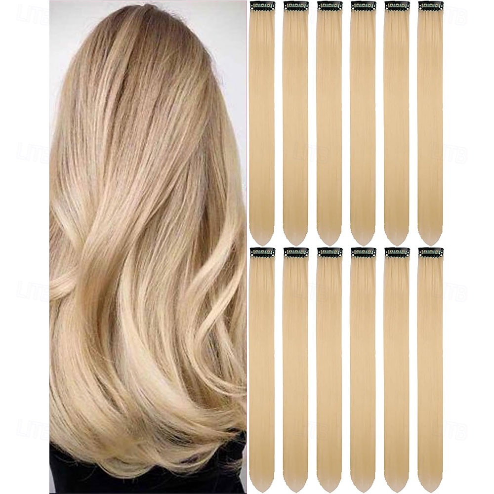 Estensioni Sintetiche Riccio Capelli Sintetici 22 pollici Estensione capelli Clip-In 12 pezzi Morbido Regolabili Soffice Per donna del 2025 a $21.99 –P5