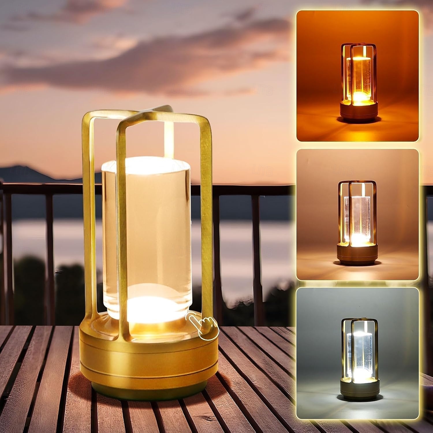 Kristalllaternenlicht, batteriebetriebene, wiederaufladbare, kabellose Kristall-Tischlaternenlampe von Czgor mit 3 Farben, tragbare kleine LED-Schreibtischlampe für drinnen/draußen, Terrasse, Camping, 2025 - $23.99 –P8