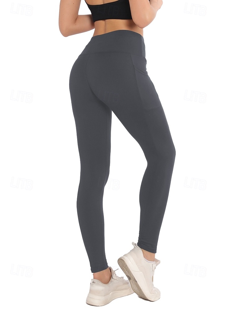 Women's pilates leggings Capri Leggings Sports Pants Pockets Lightweight Pilates Gym Running Pants Solid Color Navy Black Pink Plus Size Sports Activewear Micro-elastic 2026 - $17.49 –P16