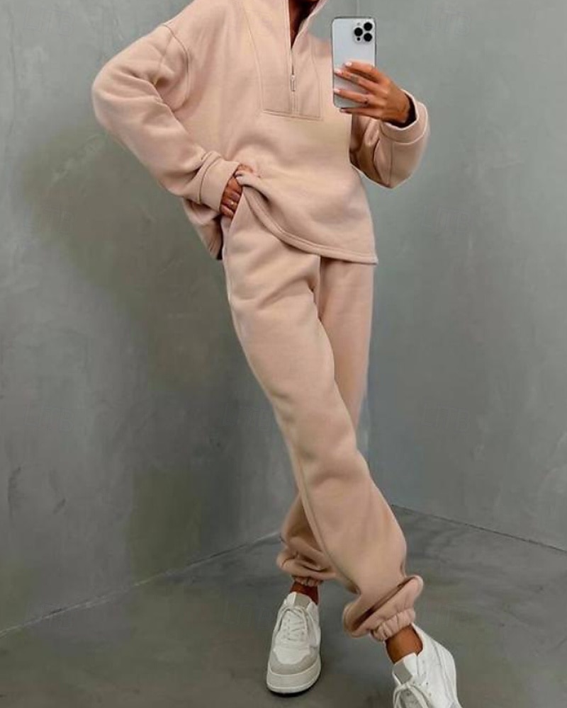 Γυναικεία Φόρμα Αθλητικές Φόρμες Φούτερ με πουλόβερ Τσέπη με φερμουάρ Μονόχρωμο Ρούχα σύνολα Φθινόπωρο Μαύρο Κίτρινο Σπαντέξ Προπόνηση Ένδυση γυμναστικής και άθλησης Τρέξιμο 2026 - $36.99 –P6