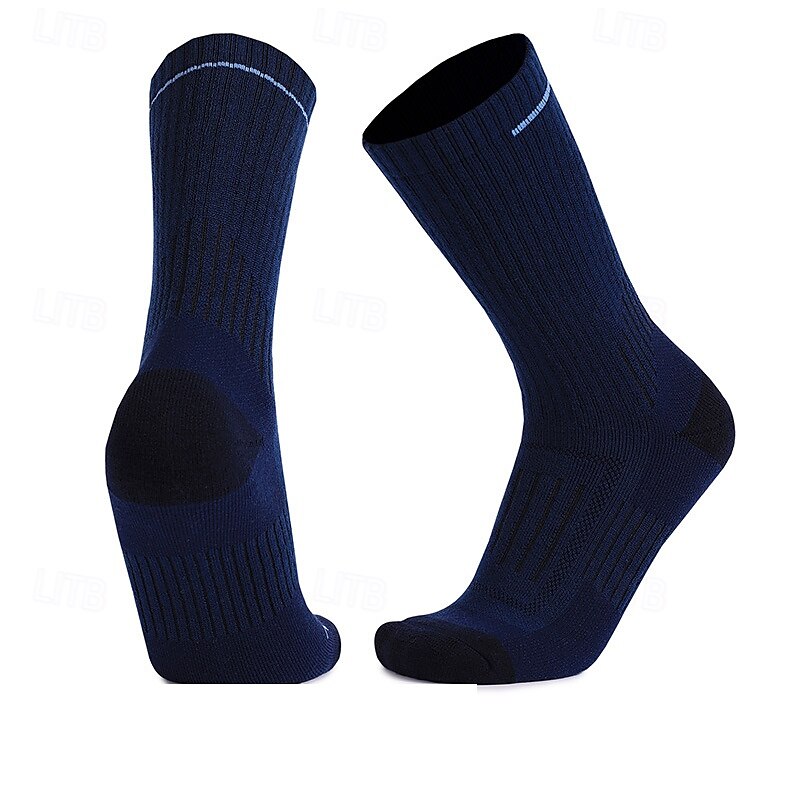 1 Par Hombre Mujer calcetines de lana merino Calcetines para correr Mantiene abrigado Transpirable Anti ampollas Grueso Al aire libre tripulación media Retazos Lana Merina Gris oscuro Negro Azul 2025 - $15.99 –P10