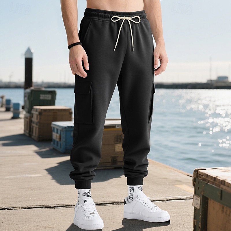 Per uomo Pantaloni Cargo Joggers Pantaloni Pantaloni da Tuta Cargo Elastico in vita Coulisse Multi-tasche Semplice Indossabile All'aperto Quotidiano Campeggio & Escursionismo Moda Classico Nero Rosso del 2025 a $20.99 –P14