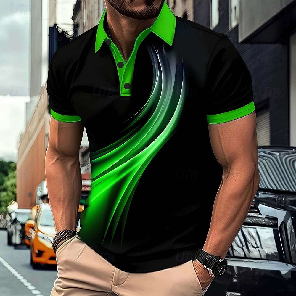 Męskie Geometryczny Tenké Gra polo Krótki rękaw Koszulki polo Koszule z kołnierzykiem Biznesowy swobodny Na zewnątrz Athleisure Dzienne zużycie Druk 3D Lato Czerwony Niebieski Fioletowy 2025 - $25.99 –P2