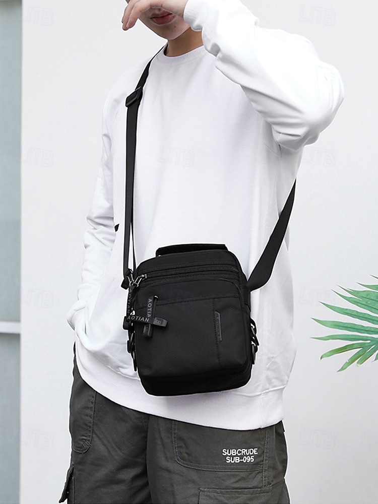 férfi vízálló nejlon crossbody messenger táska – könnyű, többzsebes válltáska utazáshoz, munkába vagy hétköznapi használatra 2025 - $18.99 –P2