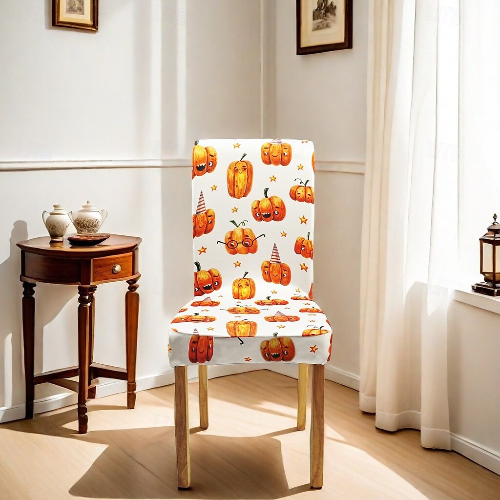 Stuhlhussen für Esszimmerstühle mit Halloween-Aufdruck – festliches, gruseliges Design, dehnbar und strapazierfähig, perfekt als Partydekoration im Esszimmer. 2025 - $12.49 –P13
