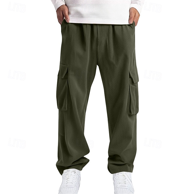 Men's Cargo Pants Trousers Corduroy Pants Multi Pocket Straight Leg Plain Wearable Daily Outdoor Camping & Hiking Fashion Classic Black Yellow 2026 - $27.99 –P7