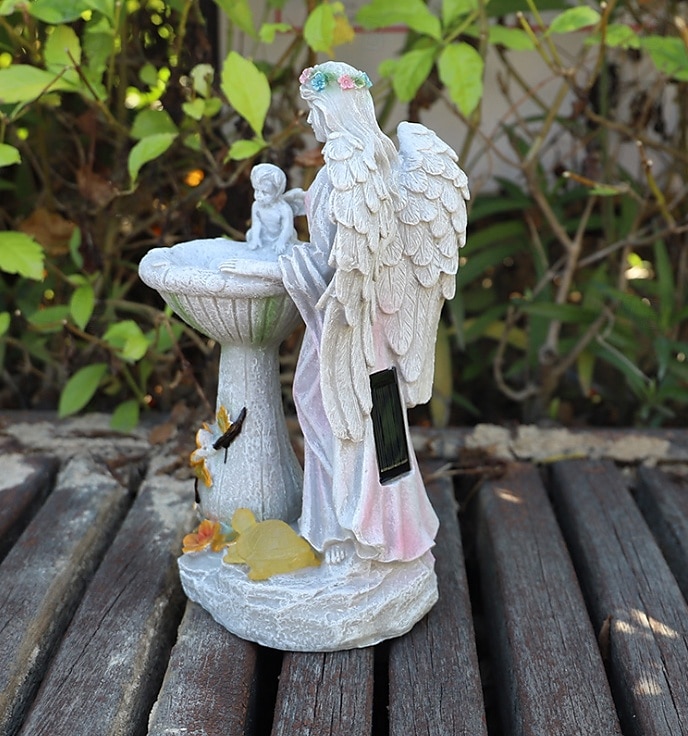 1 Pc outdoor solar illuminated sculpture angel fountain ornament light courtyard garden park lawn path resin ornament decorative light 2025 - $24.99 –P4