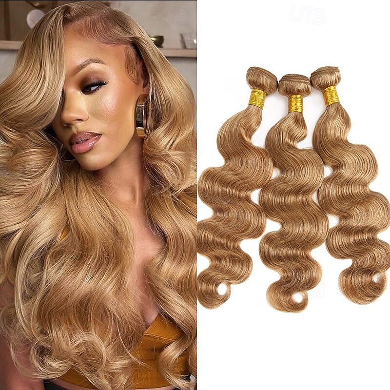 27# cor de cabelo castanho claro 3 pacotes de extensões de cabelo humano ondulado 12-24 polegadas de 2026 por $189.99 –P1