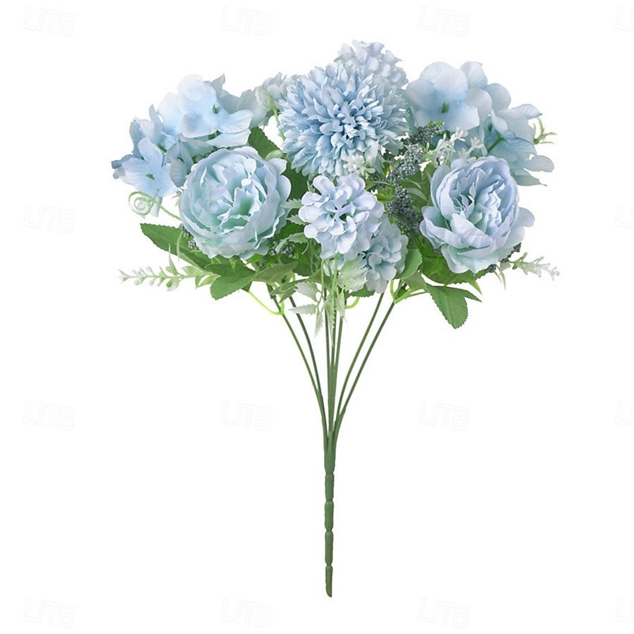 1 mazzo di fiori artificiali di seta rosa, piccolo bouquet multi-testa biforcuto, composizione di fiori secchi finti per decorare il tavolo di casa o il vaso. del 2025 a $7.99 –P10