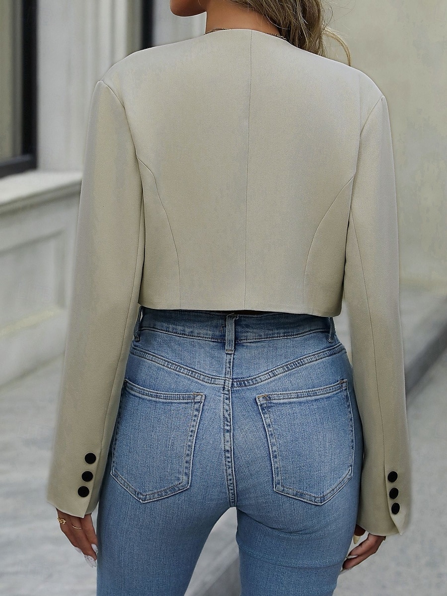 Femmes Veste Décontractée Respirant Confortable Réglable Occasionnel Uni Vacances Rue Occasionnel Tenue quotidienne Simple Boutonnage Court Col en V Coupe régulière manche longue Vêtements d'extérieur de 2025 ? $47.99 –P2