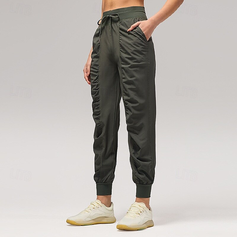 Mulheres Calças de fitness Calças de Pilates Calças de ioga Com Cordão Rugas Com bolsos Leve Cintura Alta Pilates Academia Zumba Calças Azul marinho Castanho Claro Preto Outono Esportes Roupas de 2025 por $25.99 –P7