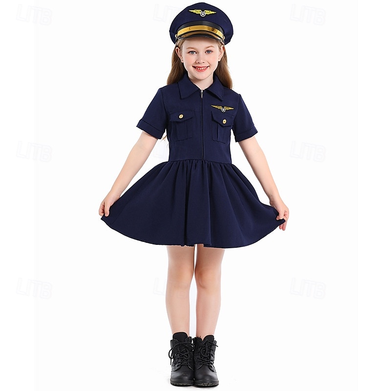 Pilot Aviator Den STEM Kariérní hraní rolí Šaty Kostým Jednotný cosplay Dívčí Dětské Výkon Vzdělávací převlékání Oblékání na školní akci předvečer Všech svatých Karneval Světový den knihy Jednoduch 2025 - $40.99 –P1