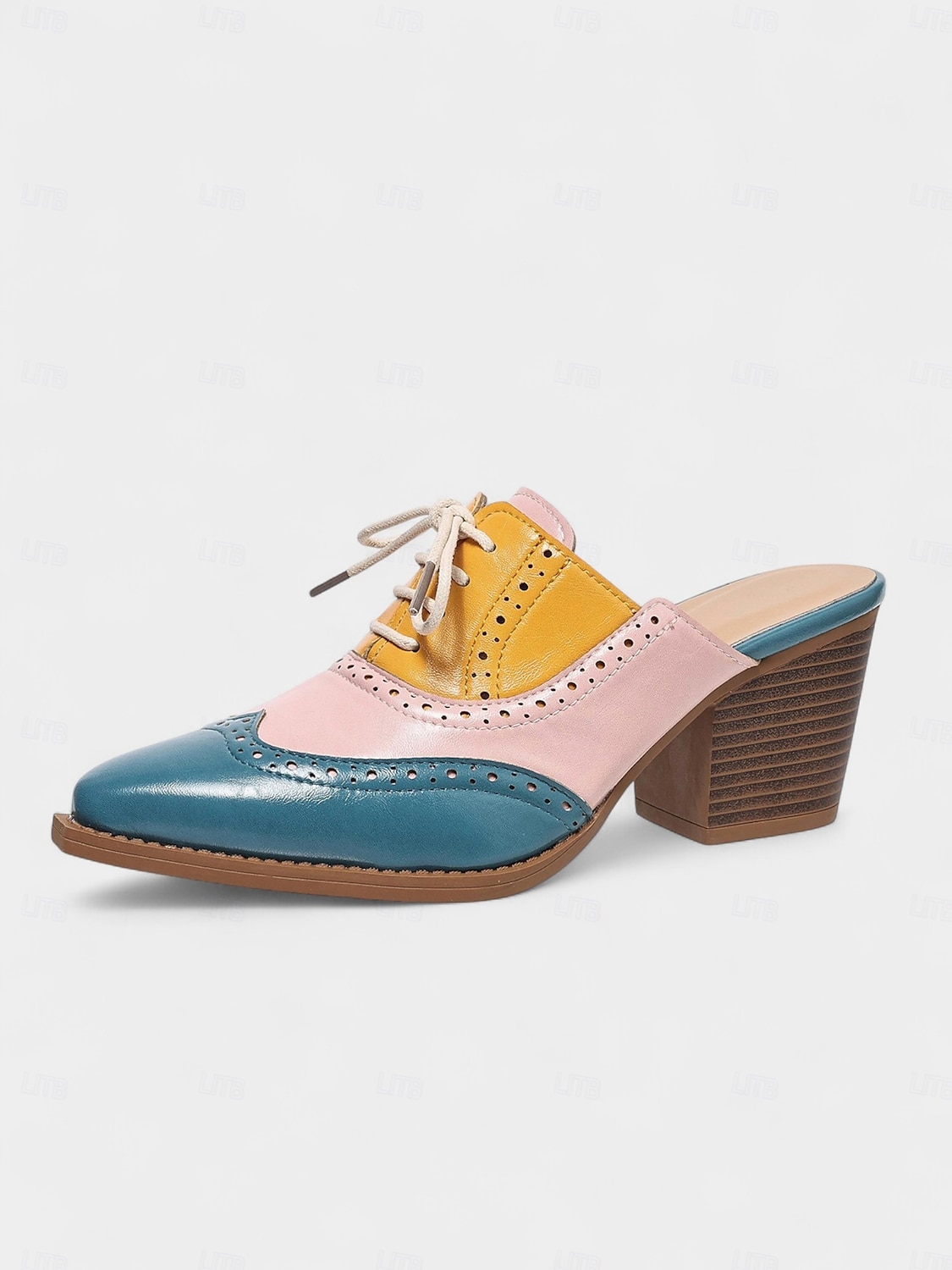 Mules à talons Oxford colorblock pour femmes – chaussures brogues rétro à bout golf pour les amatrices de vintage, les tenues de bureau et les sorties décontractées de 2025 ? $32.99 –P4
