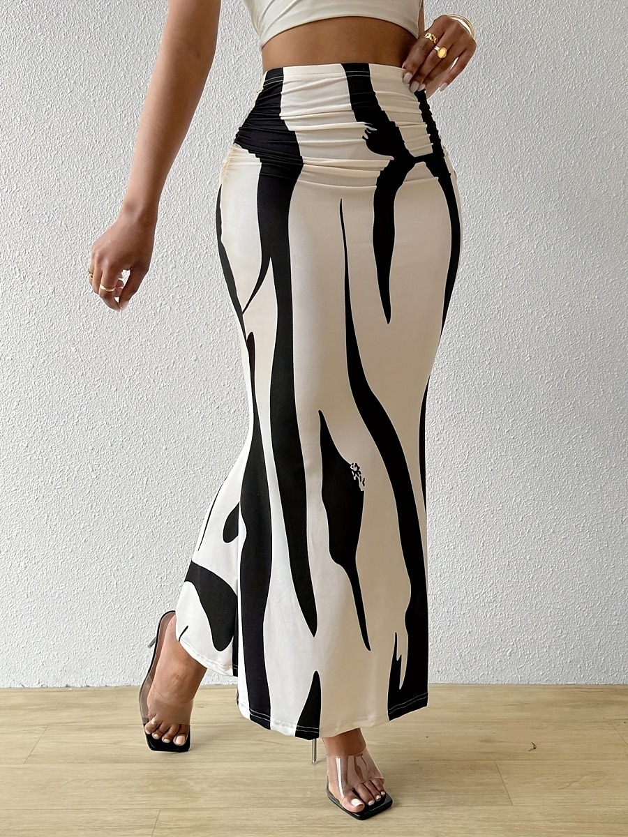 Women's Skirt Bodycon Fashion Casual Maxi High Waist Skirts Floral Print Stretchy Street Daily Blue Fuchsia Apricot Coffee Summer Polyester 2025 - $13.99 –P3