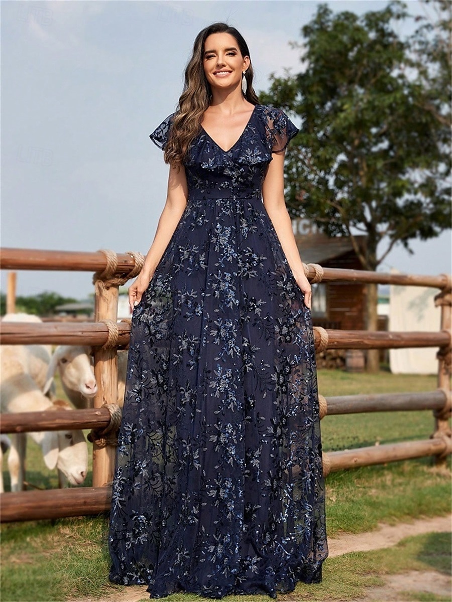 Robes de quinceanera en forme A Robe élégante Robe de mariage formelle longueur sol manches courtes col en V sequins dos en V avec sequins de 2025 ? $109.99 –P14