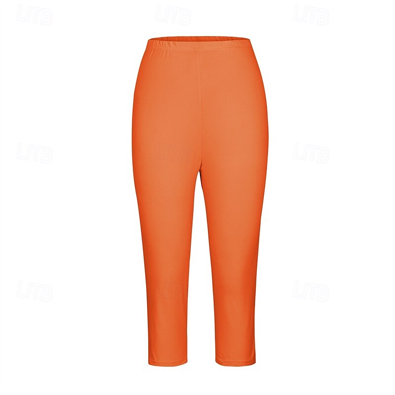 Mulheres Calças Capri Leggings Moda Casual Comprimento da panturrilha Cintura Média Tecido Cintura elástica Confortável Respirabilidade Com Stretch Férias Rua Roupa Diária Amarelo Claro Vinho de 2025 por $15.99 –P19