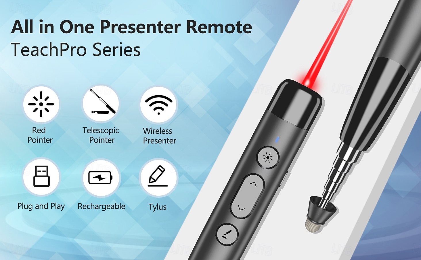 Multi Functional Page Turning Pen Wireless Presenter Clicker Teacher's Remote Red & Telescopic Pointer Page Turner Conference Speech Teaching and Training Presentation Clicker Stylus Pen 2025 - $31.99 –P1