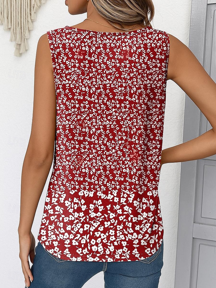 Femmes Débardeur caraco Fleuri Graphique ancien Élégant Occasionnel Sans manches Col en V Hauts Longs Quotidien Imprimé Rouge Bleu Violet Vert Été Printemps de 2025 ? $23.99 –P2