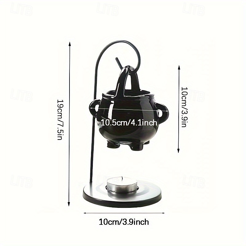 1 ensemble de brûleur à huile de chaudron païen suspendu noir - diffuseur d'arômes chauffe-cire avec poignée pour une décoration intérieure enchanteresse, fondants de cire parfumée essentielle de 2025 ? $23.99 –P4