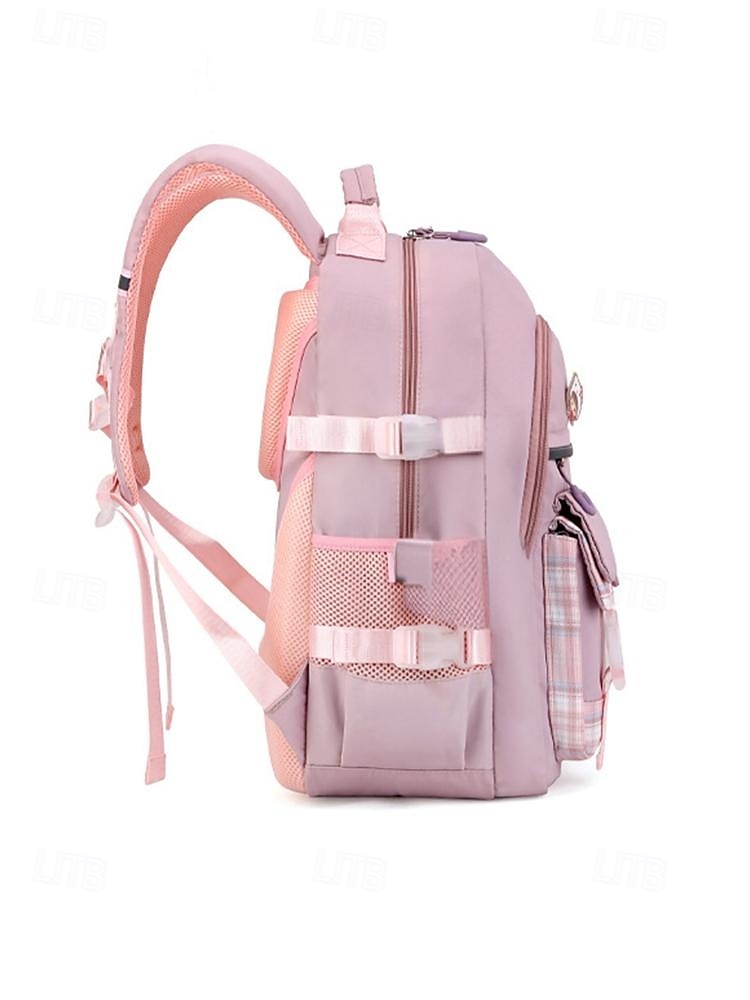 Sac à dos de campus pour fille mignonne - design multi-poches, coutures à carreaux, léger et imperméable, grande capacité, adapté aux déplacements quotidiens noir rose bleu ciel de 2025 ? $34.99 –P4