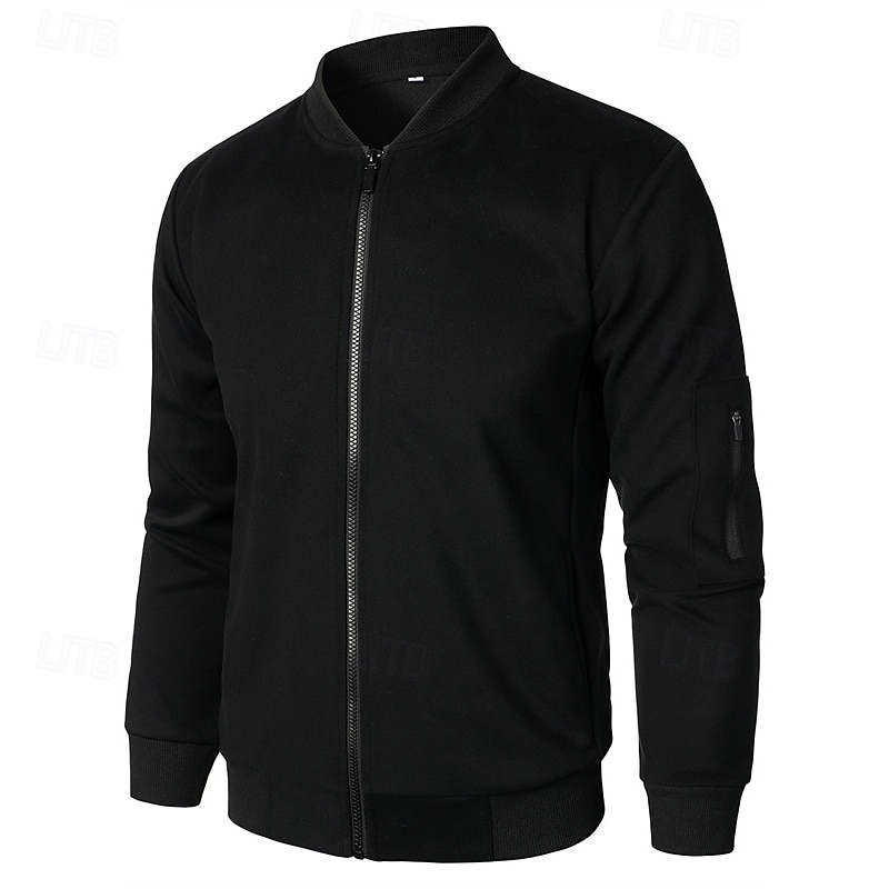 Herren Leichte Jacke Freizeitjacke Urlaub Täglich Tasche Frühling Herbst Einfach Mode Klassisch Stehkragen Regulär Schwarz Blau Grau Jacken 2026 - $36.99 –P10