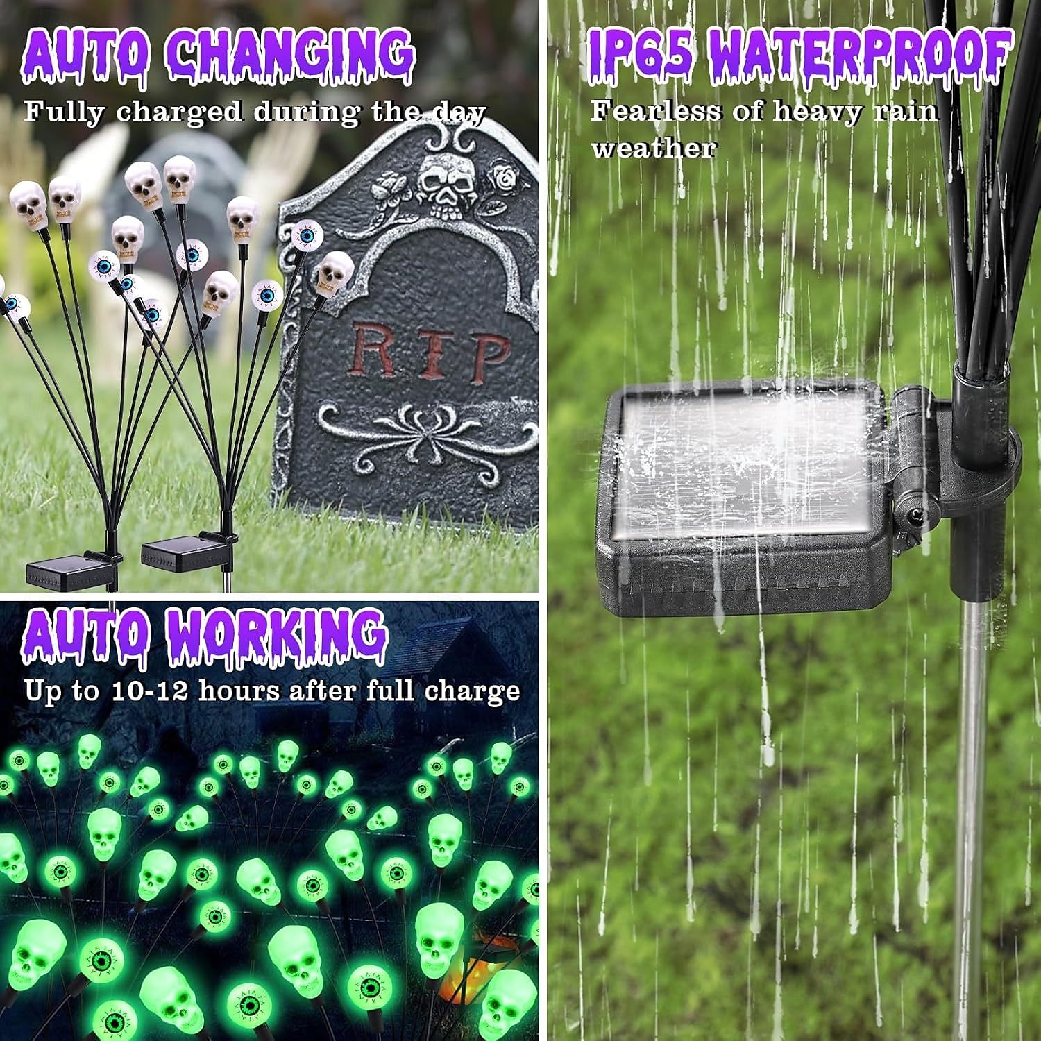 1 Pc Outdoor Solar Firefly Lights Halloween 8-Head Skull Eye Insertion Lamp Courtyard Garden Party Horror and Weird Festival Atmosphere Decorative Lights 2025 - $11.49 –P3