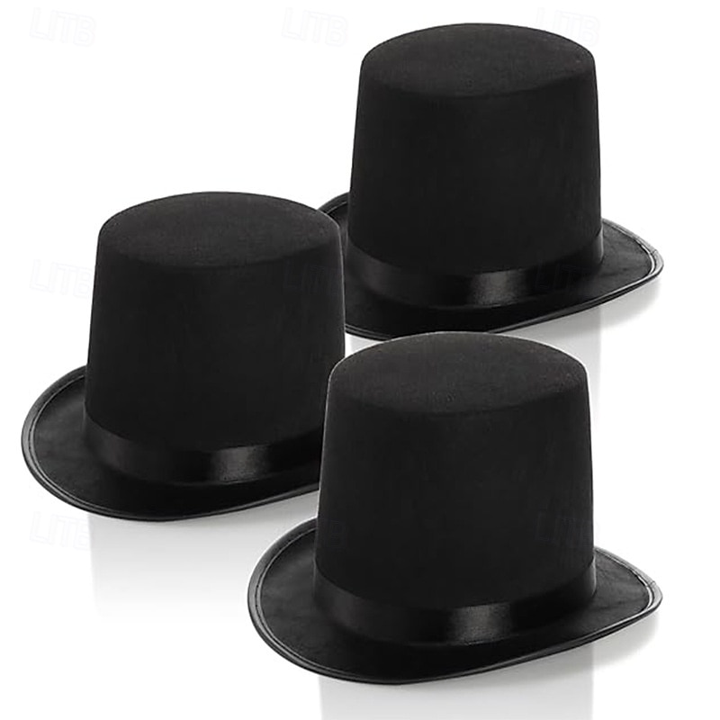 kouzelný klobouk červená stuha lincolnův klobouk styl klobouku černý lincoln jevištní vystoupení černý klobouk vysoký klobouk 2025 - $7.99 –P4