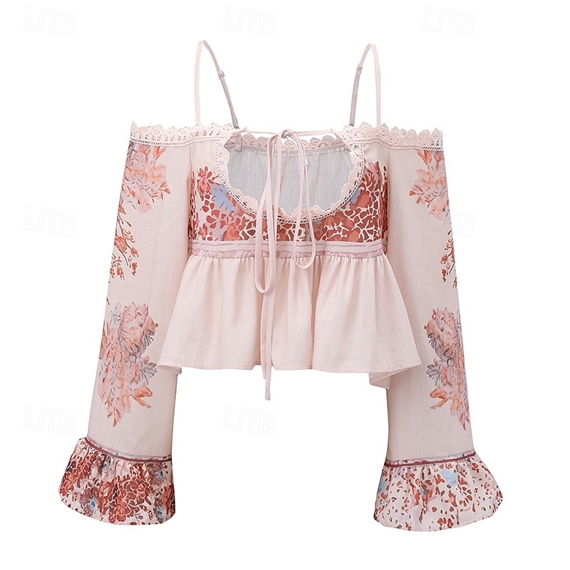 Női Western blúz Boho ing Blúz Virág Alkalmi Boho Hosszú ujj V-alakú Normál felsők Napi Szabadság Alkalmi Nyomtatott Arcpír rózsaszín Nyár 2025 - $26.99 –P1