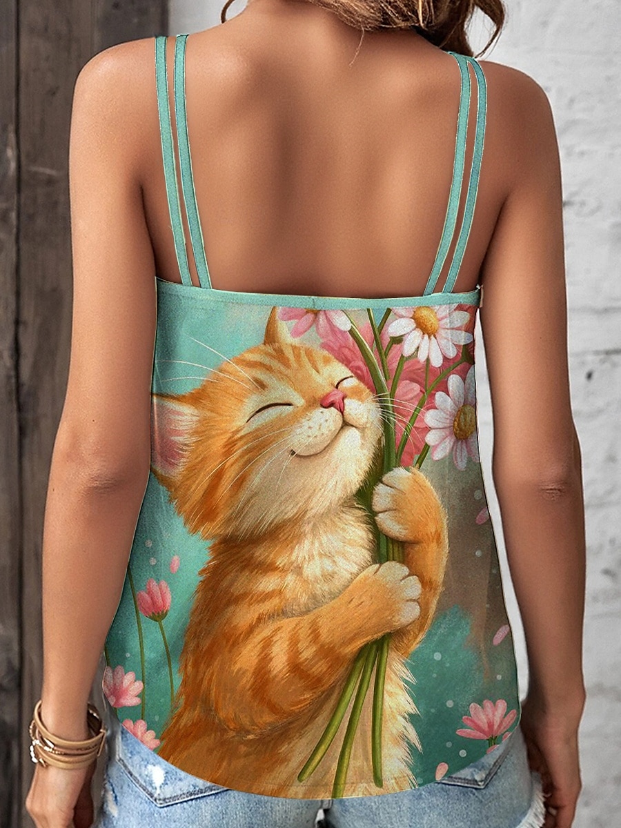 Pentru femei Camisole Tank Top Grafic Animal Stilat Casual Fără manșon Scoateți gâtul Topuri obișnuite Zilnic Concediu Imprimeu Verde salvie Albastru piscină Portocaliu Trifoi Vară Primăvară 2025 - $17.99 –P2