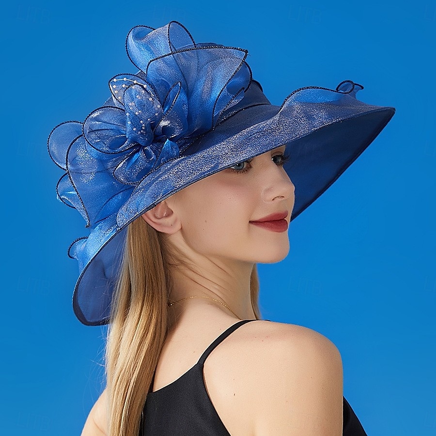 Hatter organza Solhatt Formell Bryllup Aftenselskap Te Fest Hesteløp Elegant Årgang Med Blomster Hodeplagg Hodeplagg 2025 - $15.49 –P5
