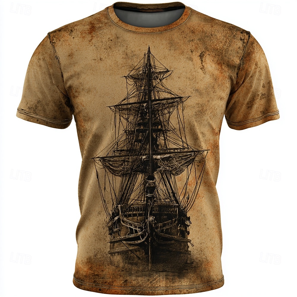 Per uomo Costumi da pirata Maglietta Manica Corta maglietta Stampa 3D Girocollo Camicia Moda Quotidiano Designer Streetwear Casuale Quotidiano Marrone Scuro Marrone chiaro Marrone Estate Primavera del 2025 a $17.99 –P2