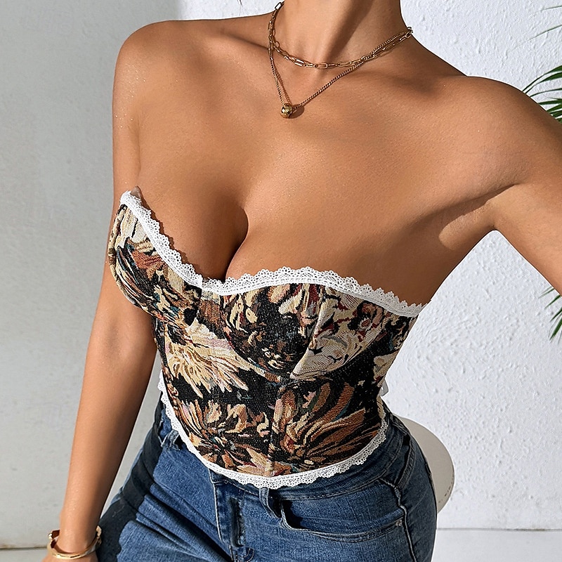 Retró Középkori Reneszánsz Fűző Prsluk Bustier Virágos Jacquardszövet Jelmez Női Kelta Fantasy Mindszentek napja Farsang Parti Alkalmi / Napi LARP Felnőttek Fűző 2025 - $22.99 –P6