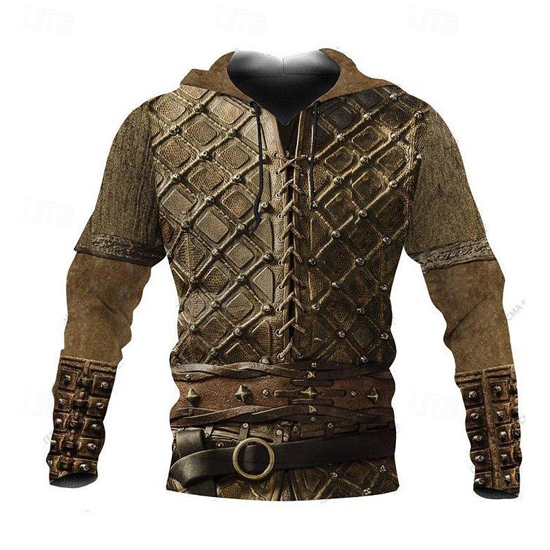 Per uomo Grafico Armatura Vichingo Felpa con Cappuccio Felpe con cappuccio Felpa Abbigliamento Sportivo Casual Grande e Alto Manica Lunga Con Cappuccio Casuale Quotidiano Ferie 1 2 3 4 5 Allacciato del 2026 a $30.99 –P4