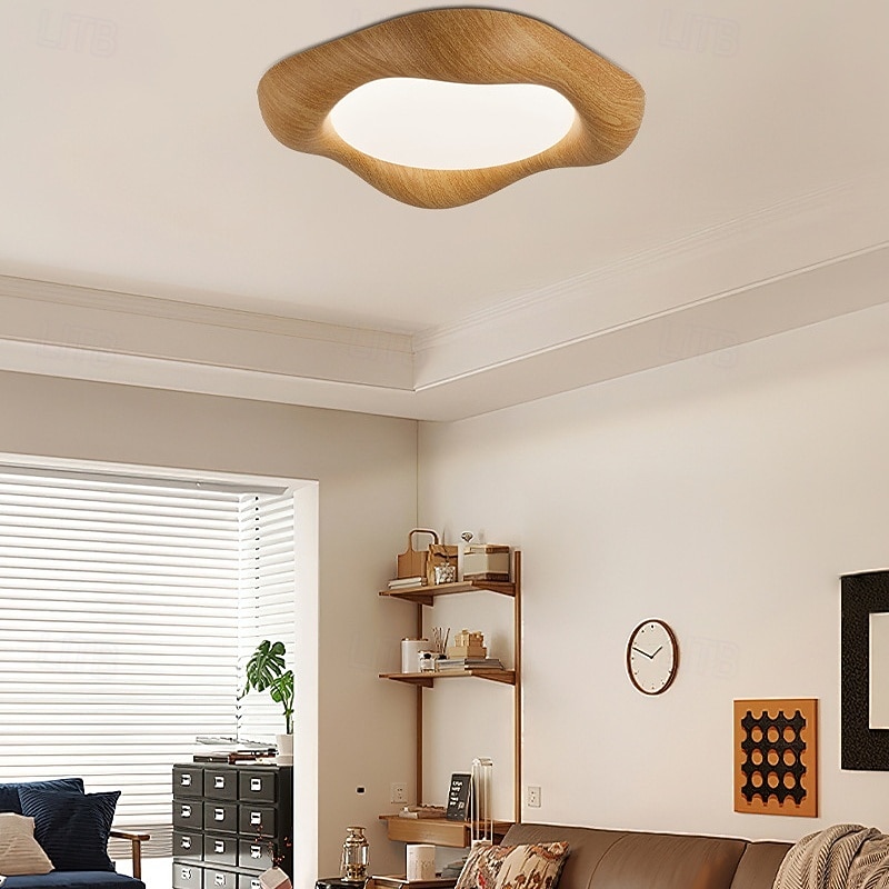 Luminária de teto moderna de meados do século para quarto principal, com textura de madeira retrô nipo-americana de 2025 por $162.99 –P6