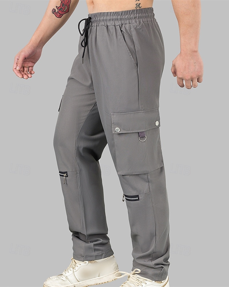 Men's Cargo Pants Trousers Drawstring Elastic Waist Multi Pocket Plain Wearable Outdoor Daily Camping & Hiking Fashion Classic Black Brown 2025 - $20.99 –P17