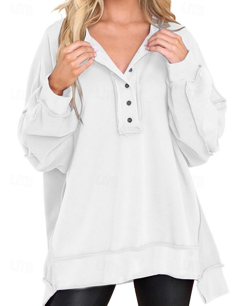 Damen Bluse Einfach Modern Lässig Langarm Rundhalsausschnitt Normale Oberteile Täglich Ferien Ausgehen Knöpfe Schwarz Weiß Rosa Wein Blau Herbst 2025 - $25.99 –P7