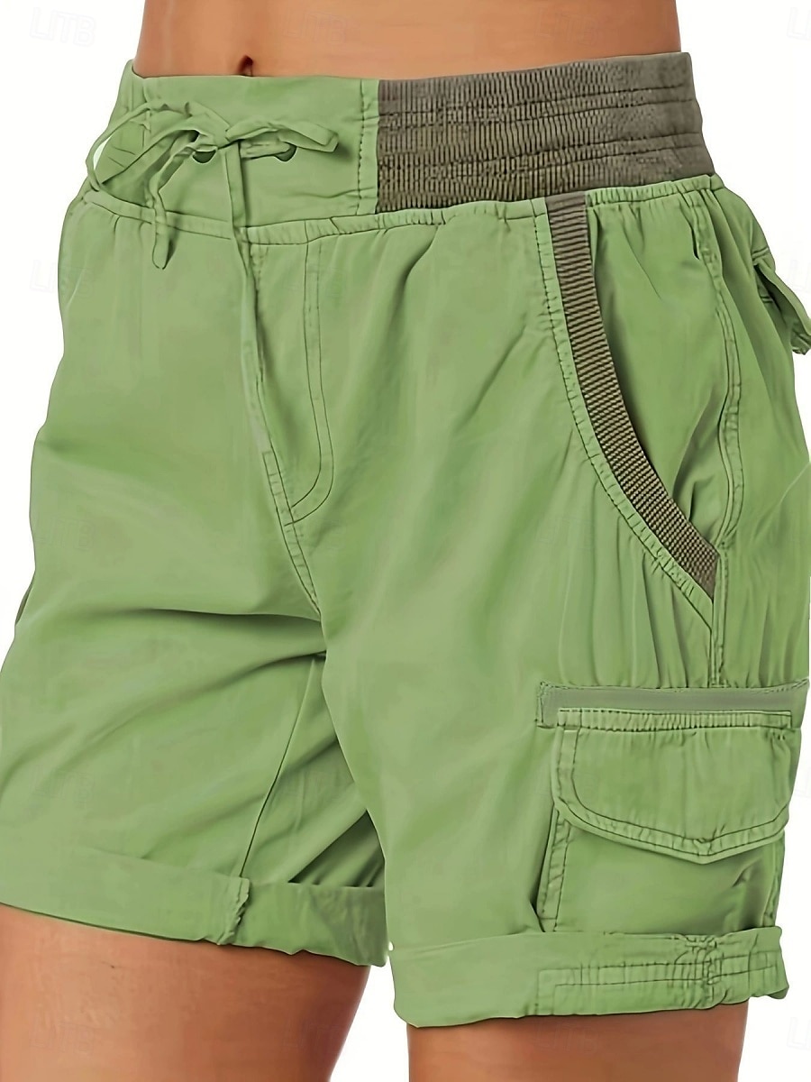 Mulheres Bermuda Cargo chinês Moda Roupa de rua Básico Curto Cintura Alta Tecido Cintura elástica Vários bolsos Confortável Macio Micro-Elástica Ao ar livre Rua Branco Azul Marron Verde Verão Normal de 2025 por $28.99 –P4
