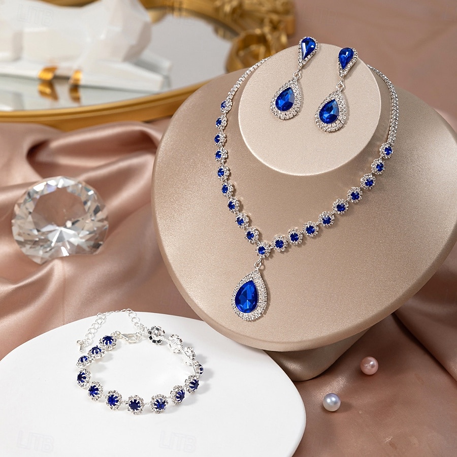 Conjuntos de joias de noiva 1 Liga 1 Bracelete Brincos Colares Mulheres à moda Fofo Alegria Conjunto de jóias Para Traje de festa para noite de 2026 por $34.99 –P3