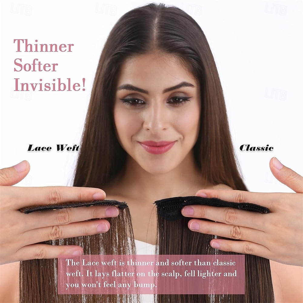 2026年 クリップインヘアエクステンションヘアエクステンション厚く長いレースウェフト軽量合成ヘアピース女性用（24インチ-240グラム  コレクション – $28.99 –P3