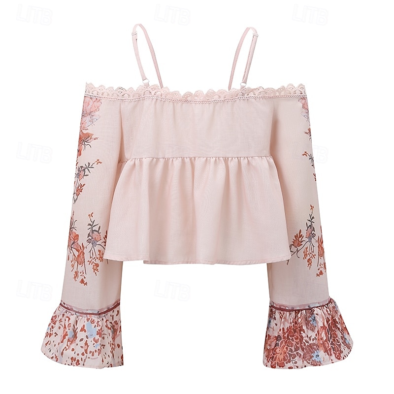 Női Western blúz Boho ing Blúz Virág Alkalmi Boho Hosszú ujj V-alakú Normál felsők Napi Szabadság Alkalmi Nyomtatott Arcpír rózsaszín Nyár 2025 - $26.99 –P2