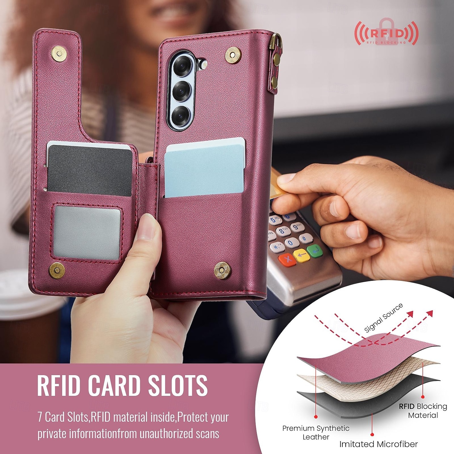 telefono Custodia Per Samsung Galaxy Z Fold 6 Custodia a Flip Cavalletto Resistente agli urti TPU Pelle PU del 2025 a $19.99 –P4