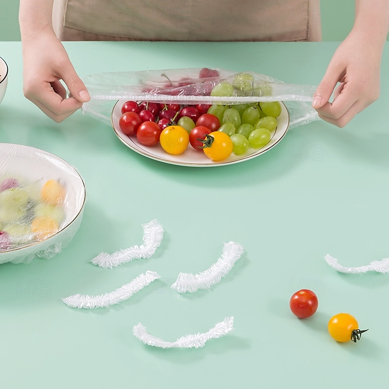 tampas elásticas descartáveis para alimentos em tigelas, conjunto de tampas elásticas de plástico para frutas, vegetais, tampas à prova de poeira e odores para armazenamento de alimentos de 2025 por $10.49 –P4