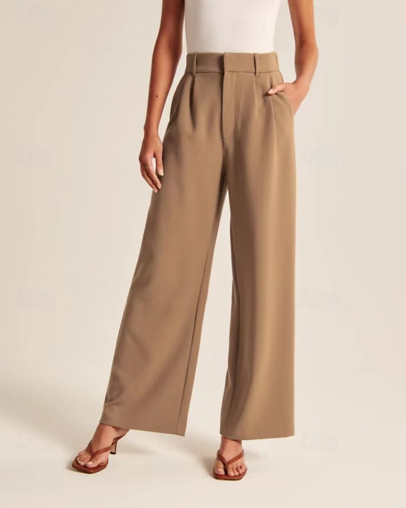 Per donna Gamba larga Pantaloni Eleganti Streetwear Casual Lunghezza intera Naturale Semplice Tasca Elastico in vita Comodo All'aperto Confortevole Vacanza Uscire blu navy Aalbicocca Grigio Nero del 2025 a $20.99 –P2