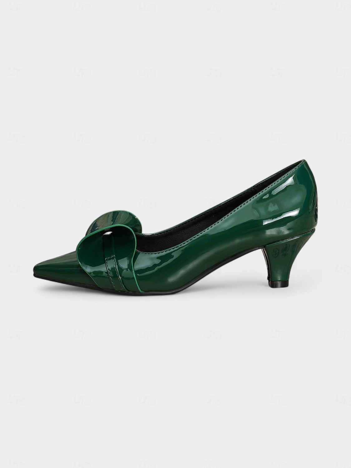 Tocuri cu vârf ascuțit și fundă verde închis pentru femei – tocuri medii din piele lăcuită, stil vintage pentru serviciu, petreceri și ocazii elegante 2025 - $32.99 –P1
