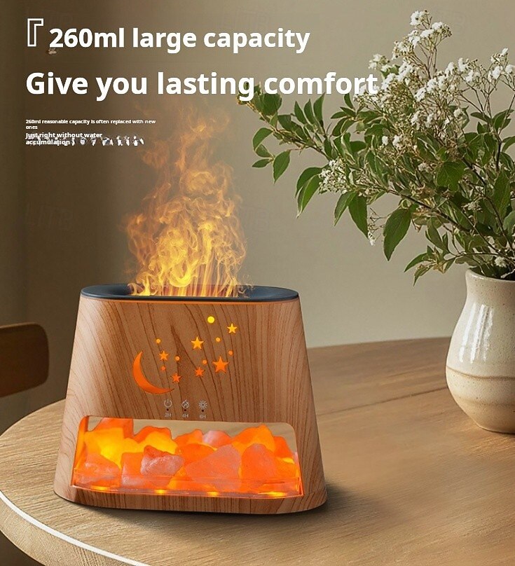1 Pc Natural Rock Aromatherapy Machine Humidifier Colorful Flame Atmosphere Light with Essential Oil Addition Hollow Star Moon Salt Stone Decorative Light Remote Control Timing DC24V Plug 2025 - GBP £23 –P17