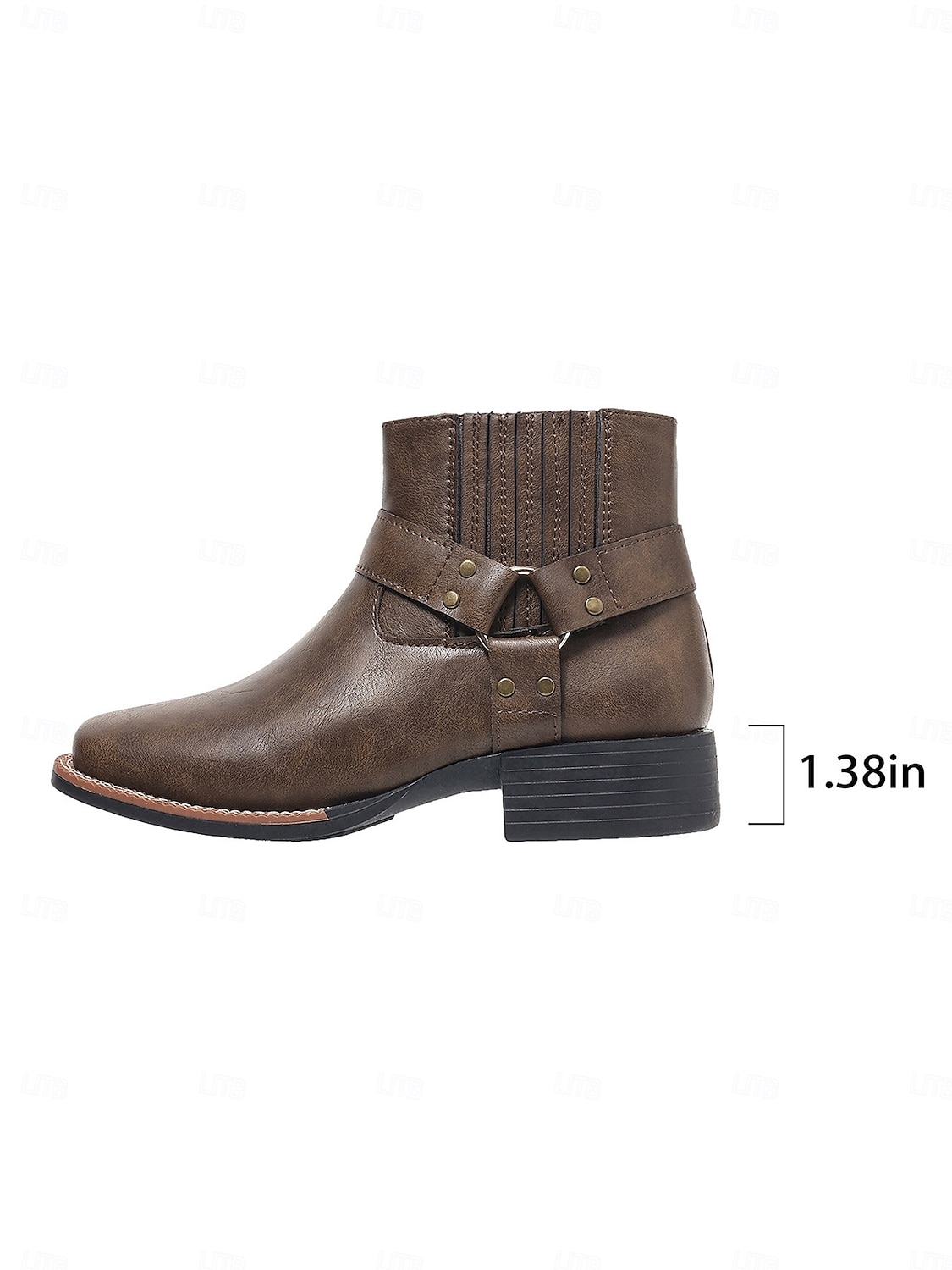bottines pour femmes avec fermeture éclair latérale et détail de sangle, similicuir, chaussures de travail de style occidental pour les tâches agricoles en plein air, la fête des récoltes et le port quotidien de 2025 ? $42.99 –P2
