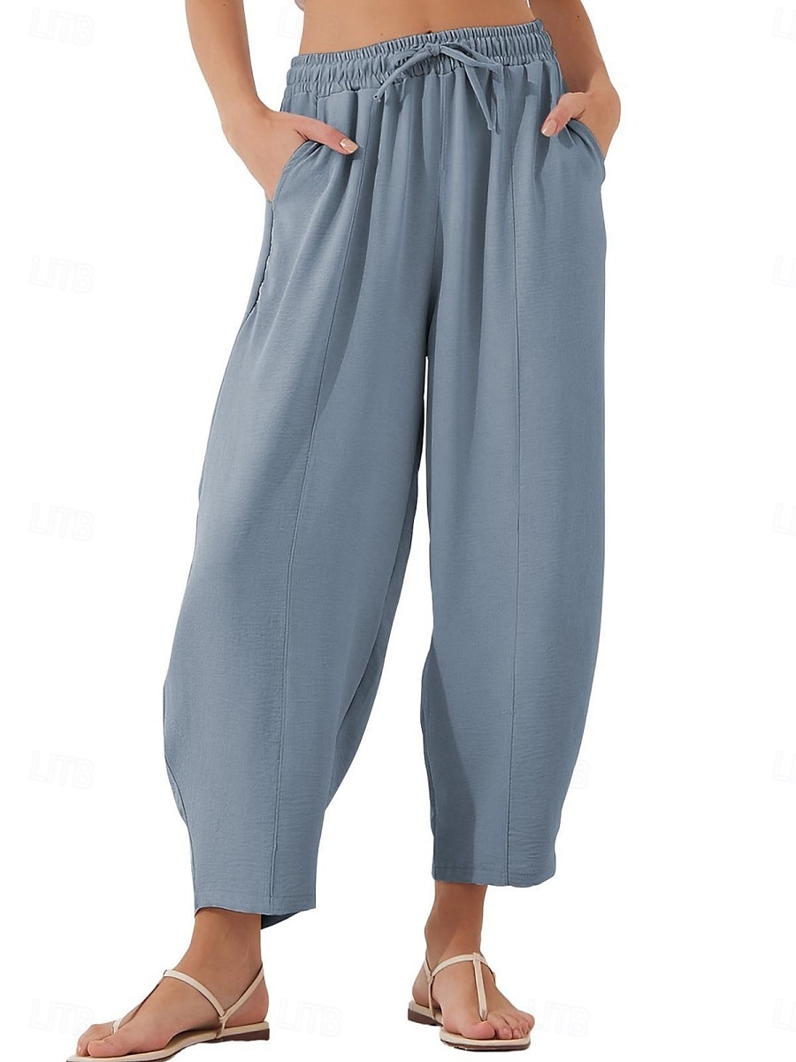 Per donna Chinos Moda Streetwear Essenziale Lunghezza intera Vita Alta Semplice Tasca Fascia Elastica Comodo Morbido Confortevole Micro-elastico All'aperto Streetwear Blu Marrone Cachi Azzurro chiaro del 2025 a $22.99 –P7